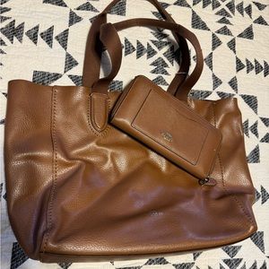Coach leather tote and wallet